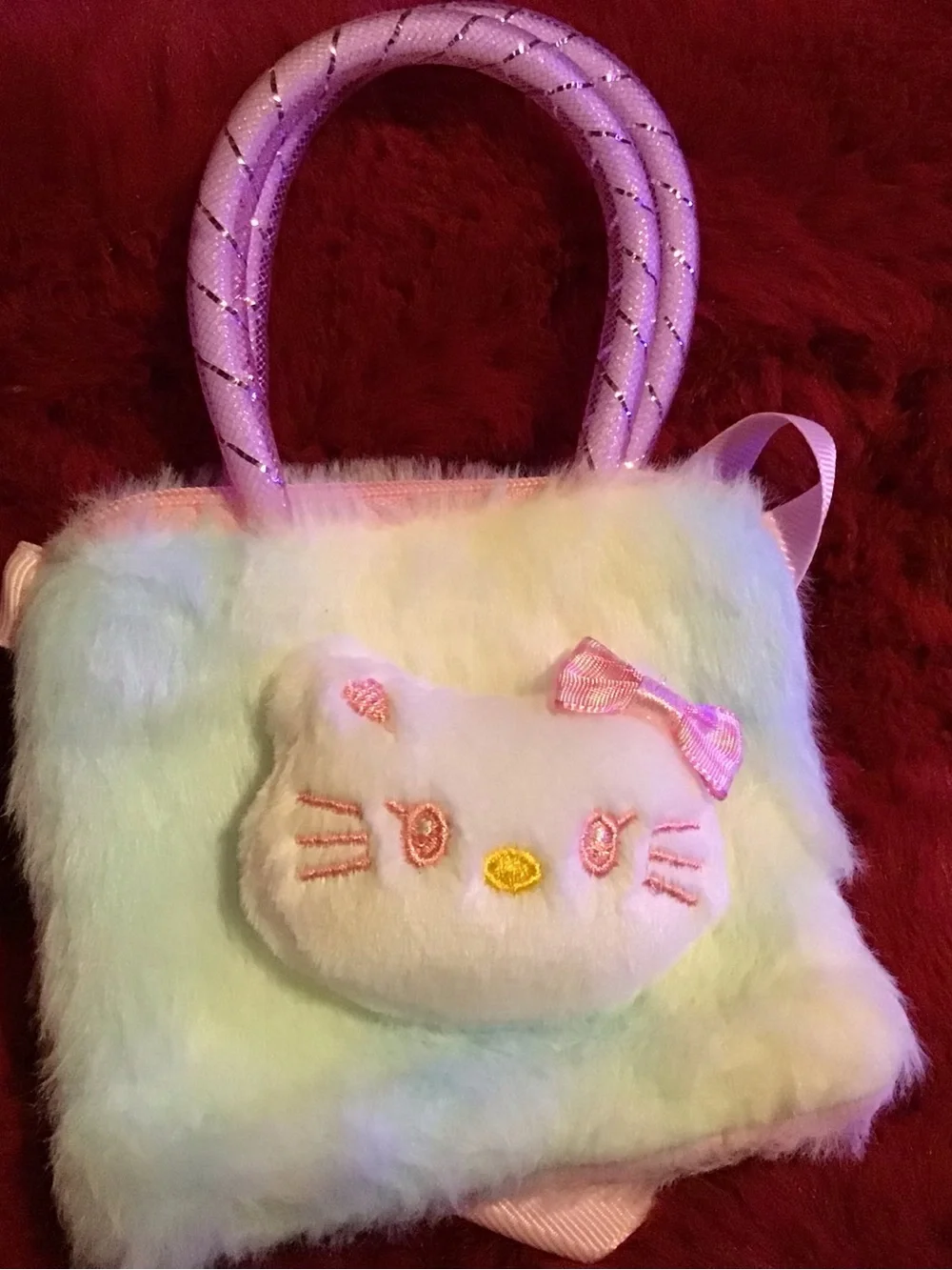 Plush Kitty Kids Handbag in Pastel Pink